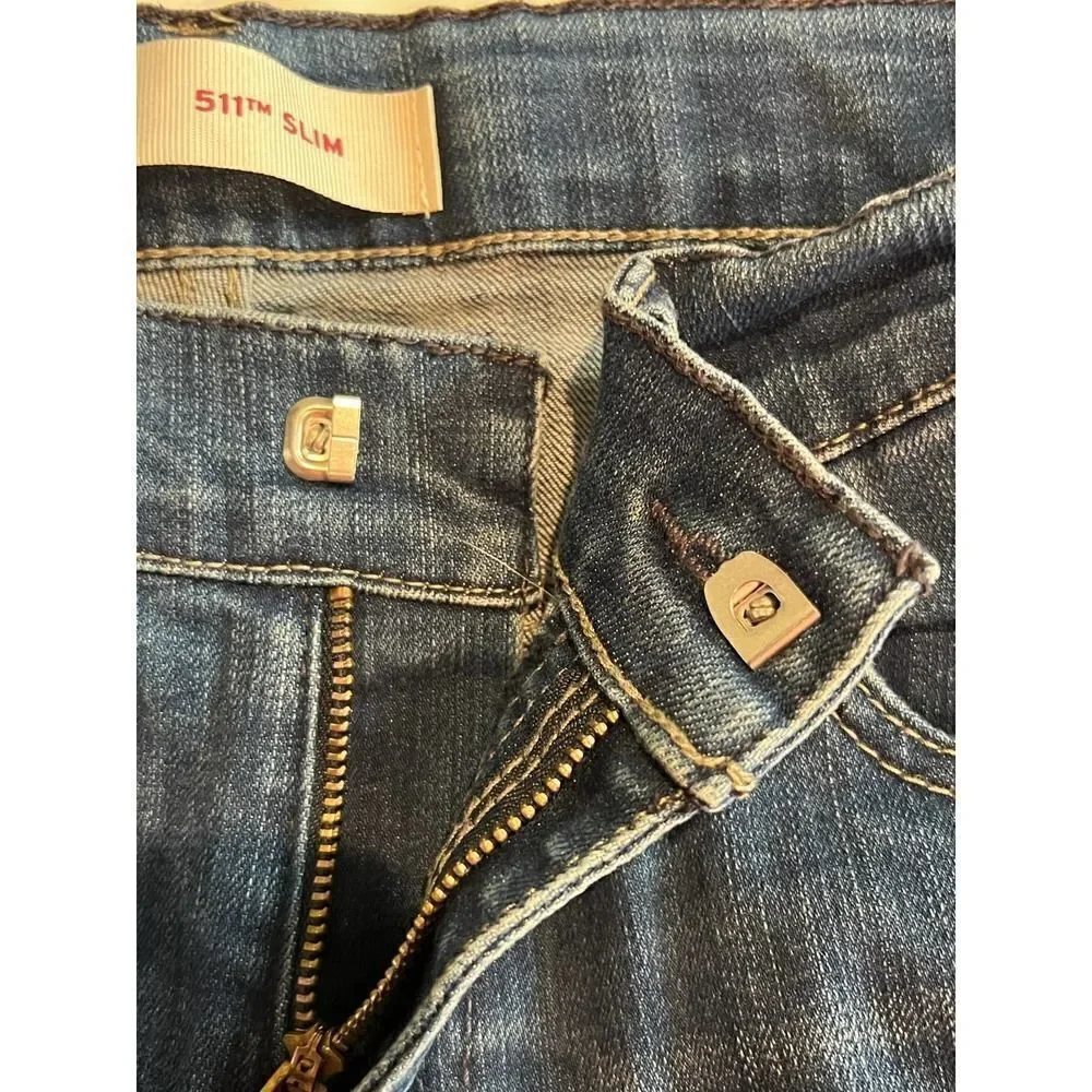 Levi Strauss Co 511 Slim‎ Fit Jeans Dark Wash Kids Size 14 Reg W27 L27